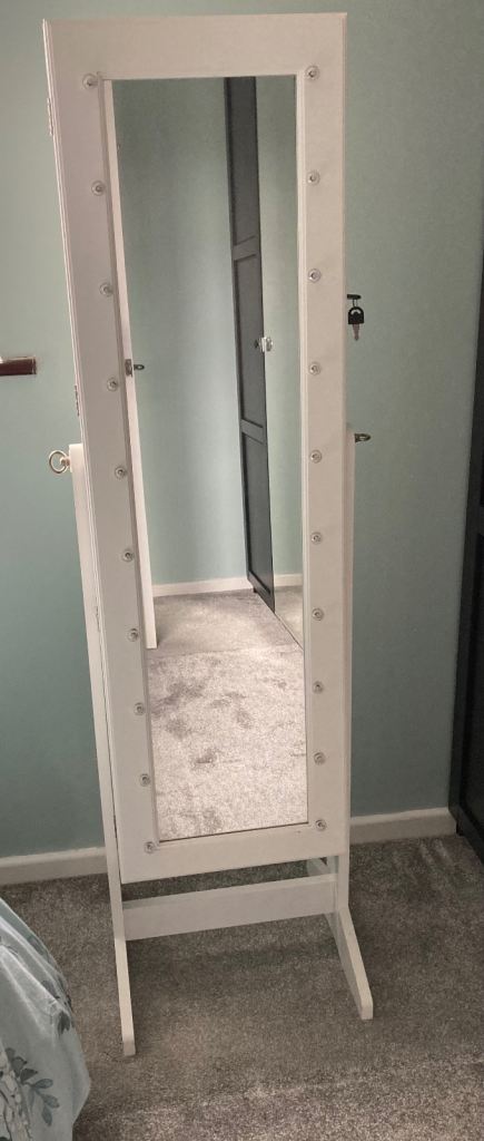 Free standing jewellery mirror cabinet. 