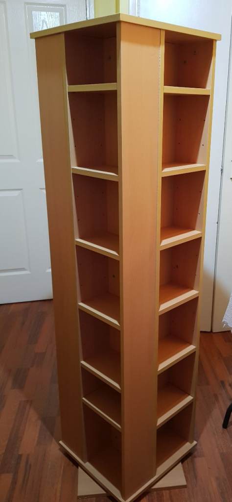 Rotating Media Storage Tower – Beech Finish, Book, CD/DVD Rack