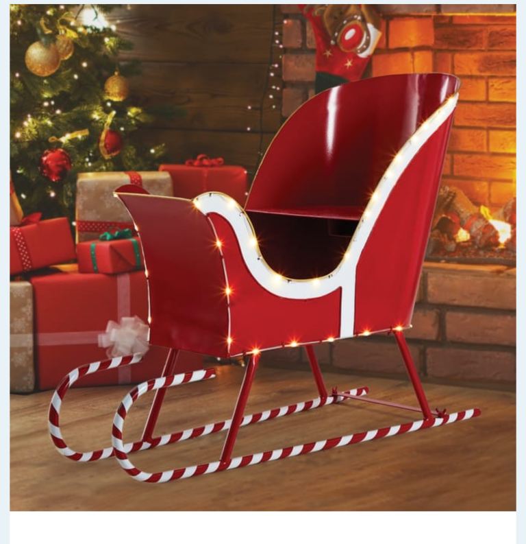 Home Bargains Decorative LED Illuminated Metal Christmas Sleigh