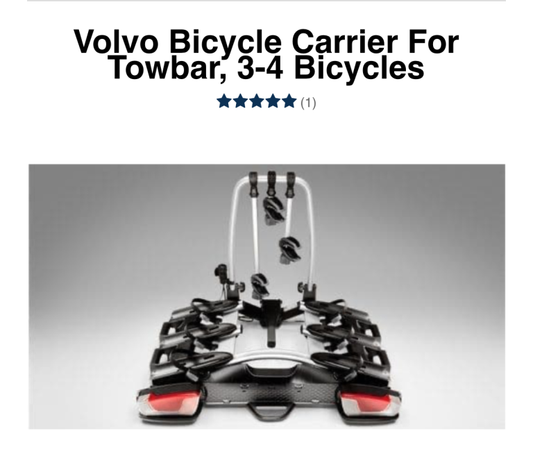 Genuine Volvo Bicycle Carrier For Towbar - 4 Bicycles