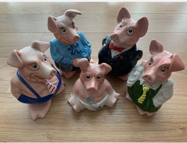 Original Set Of 5 Wade NatWest Bank Pigs — Perfect Condition