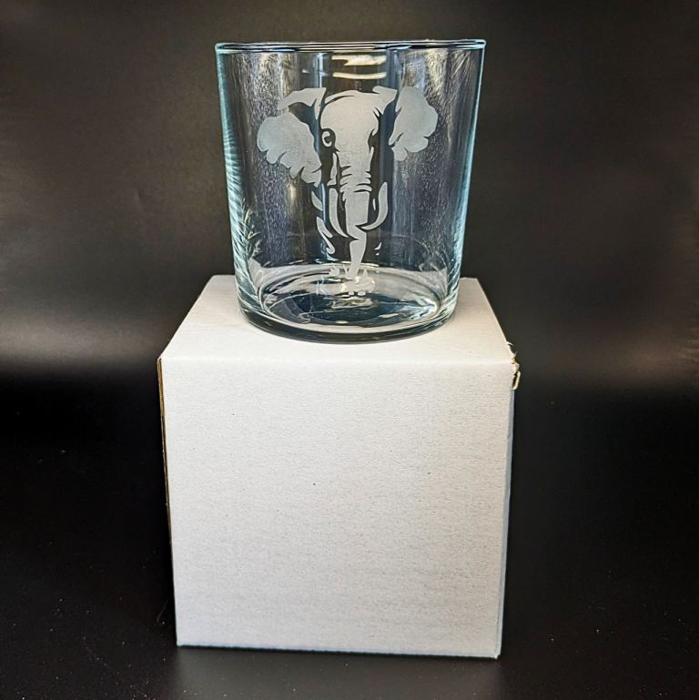 Elephant Whiskey Mixer Glass Engraved With Gift Box