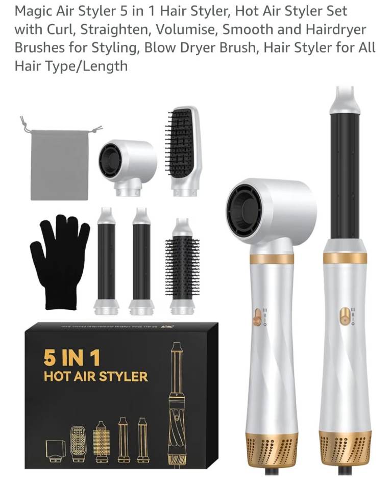5 in 1 Hot Air Hair styler, air curl, volumise, straighten smooth  NEW  RRP £32.99
