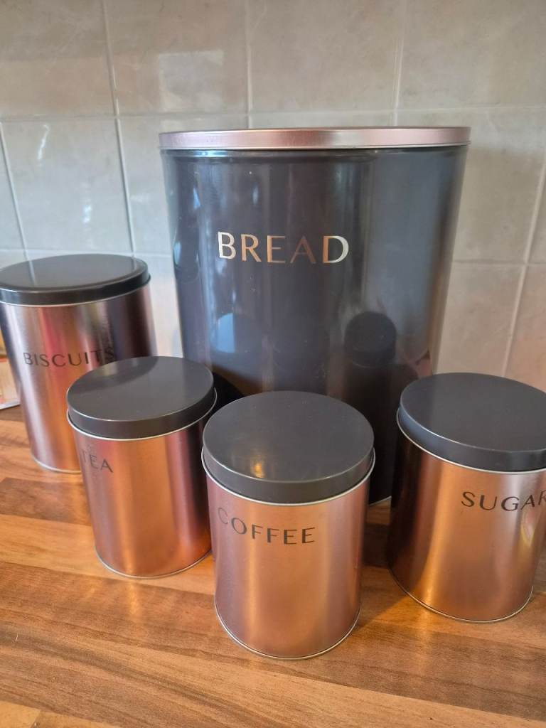 Rose gold & Grey Kitchen Storage Canisters - Set of 5