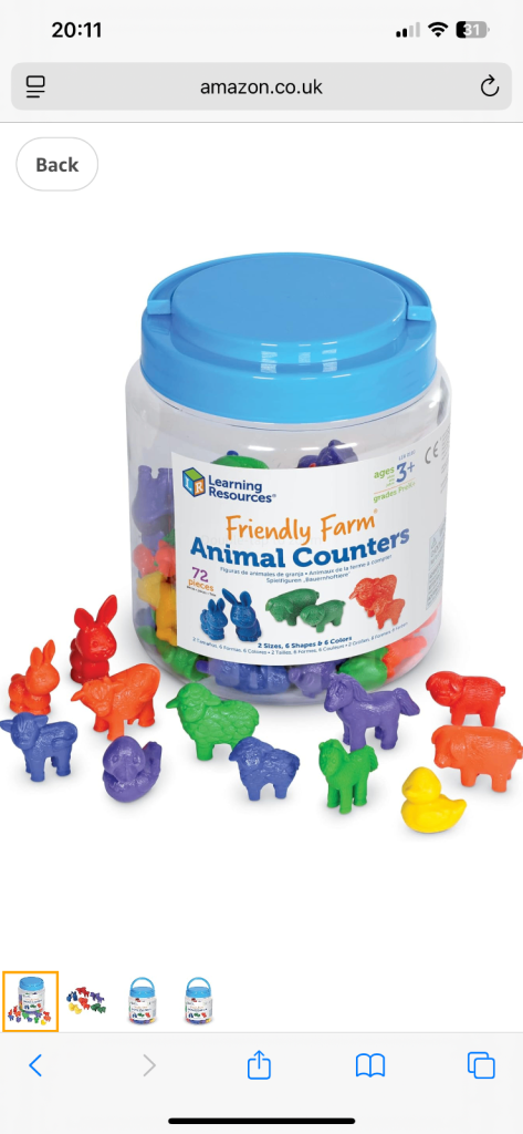 Learning Resources Friendly Farm Animal Counters (Set of 72)