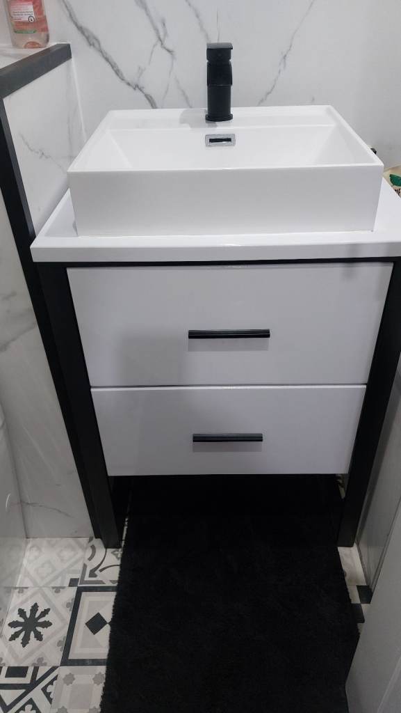 Arezzo Matt Black Framed 2 Drawer Vanity Unit