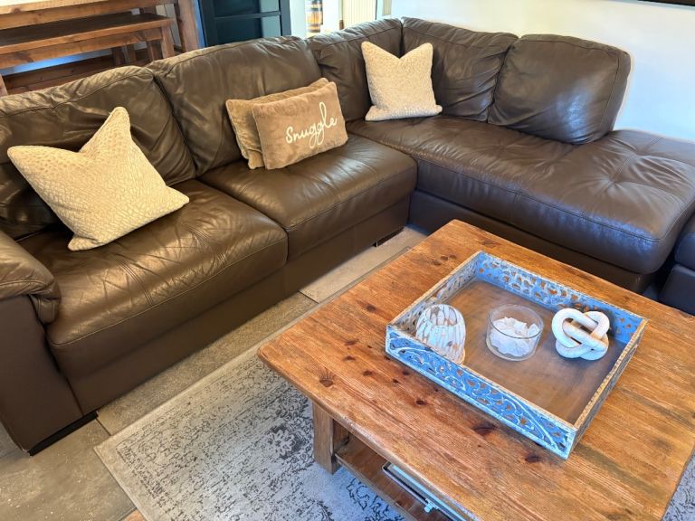 Brown leather corner sofa 