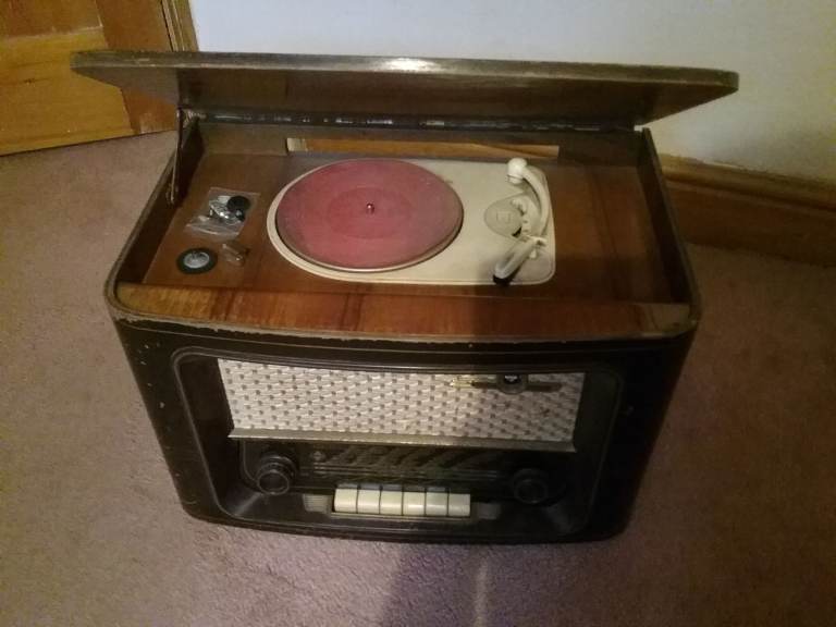 Vintage EMUD Phono-Rekord German Post WW2 Radiogram Valve Radio Record Player Working