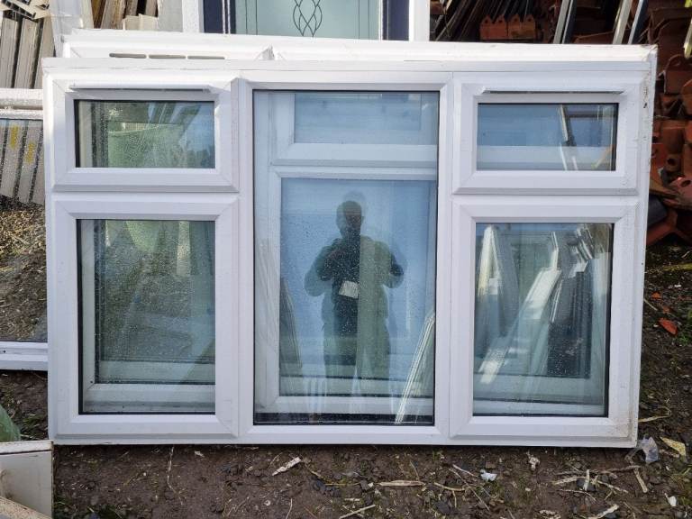 New UPVC Double Glazed White Window 1850mm W x 1165mm H #136
