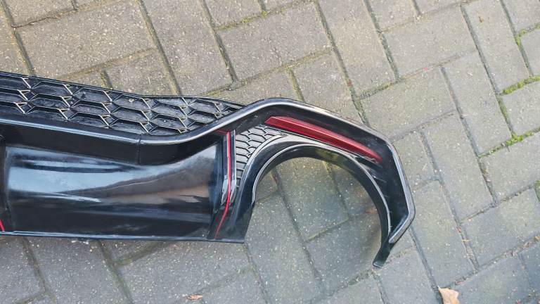 Audi A7 S7 Rear Diffuser RS7 Look Gloss Black with Black Tips