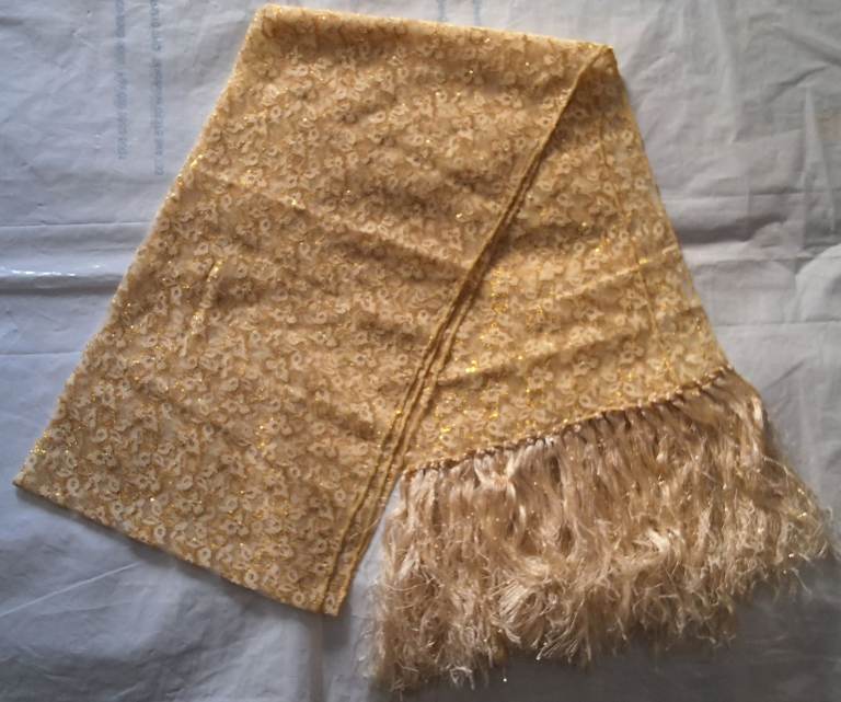Vintage gold shimmering scarf shawl, unused