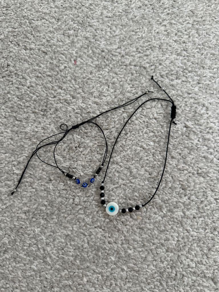 Beaded evil eye holiday bracelets / anklets 