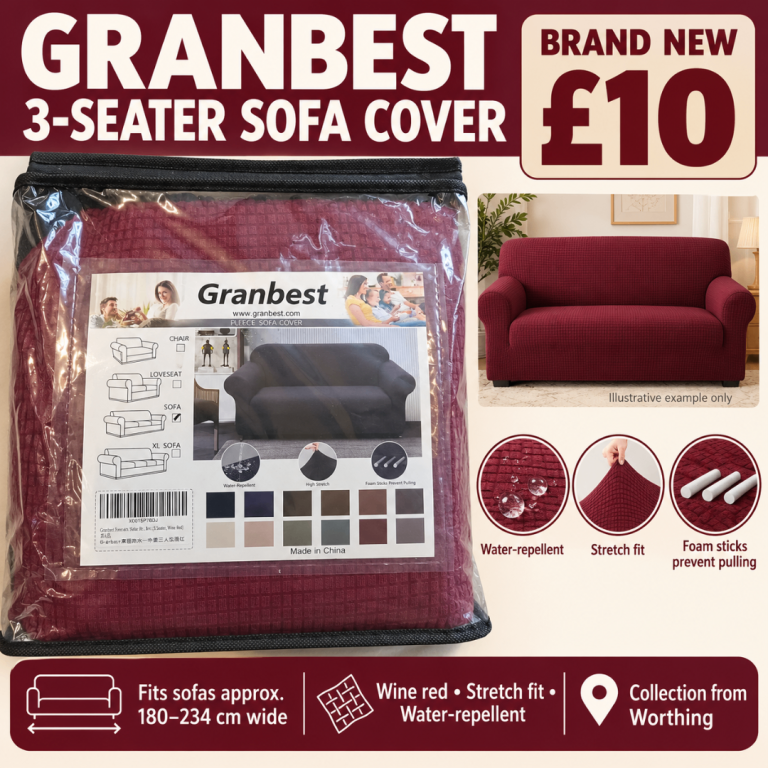 BRAND NEW Granbest 3-Seater Sofa Cover – Wine Red, Stretch Fit