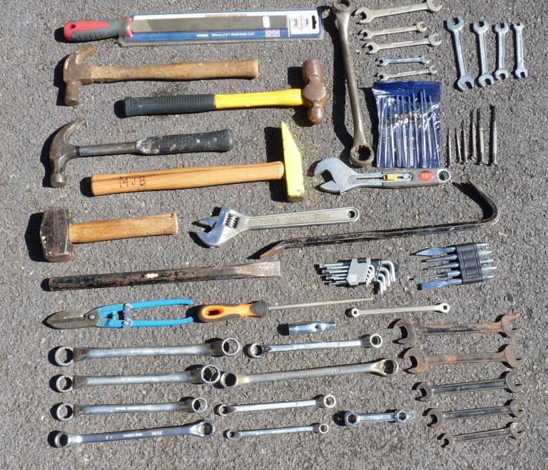 Many hand tools, spanners, files, hammers, cold chisels, Allen keys, saws etc. Collect from Abingdon