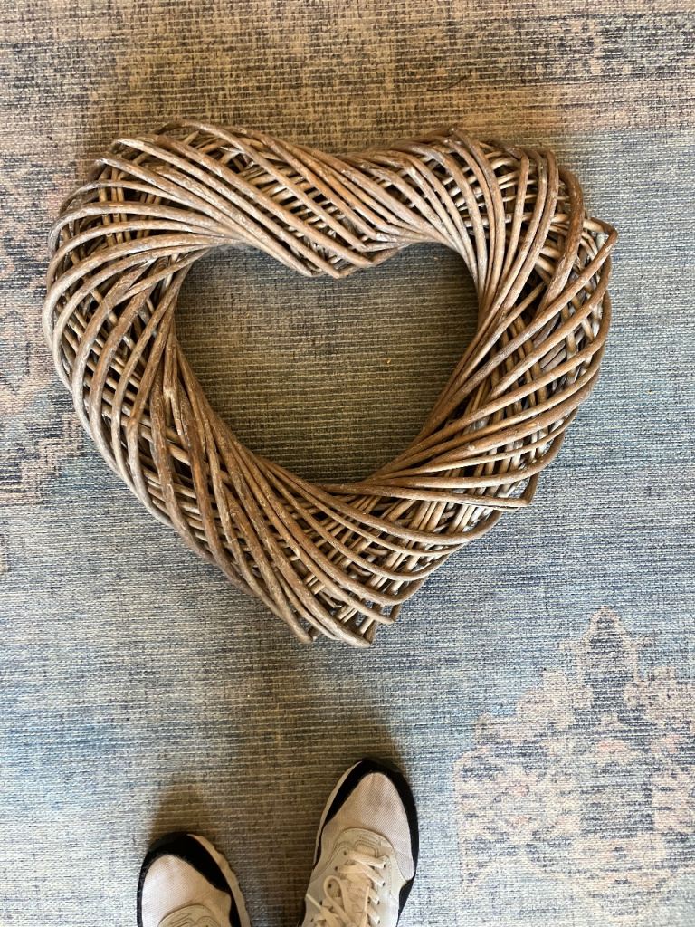 Large wicker heart for hanging indoors or out 