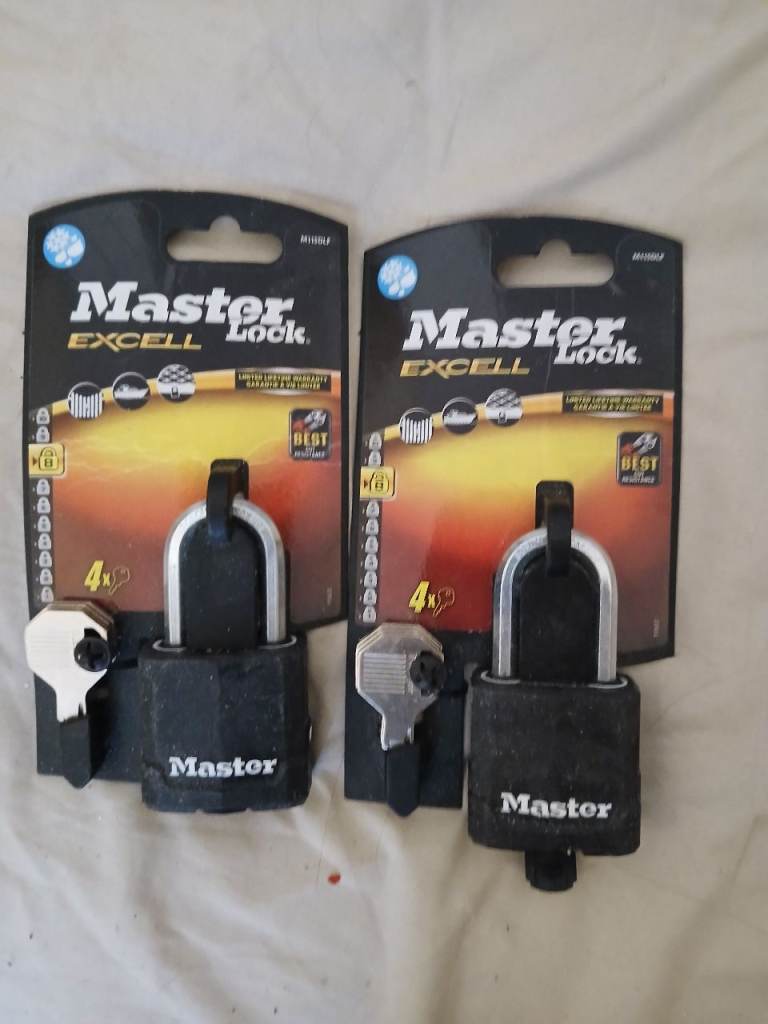 Two Master Lock Excell Padlocks with Keys - Brand New