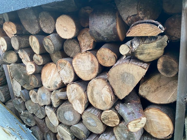 Wood burning logs. Stove - fire pit - barbecue 