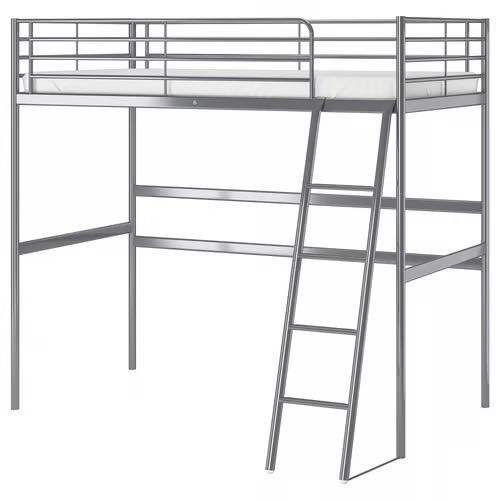 SVÄRTA (IKEA) Loft bed frame, silver-colour, 90x200cm