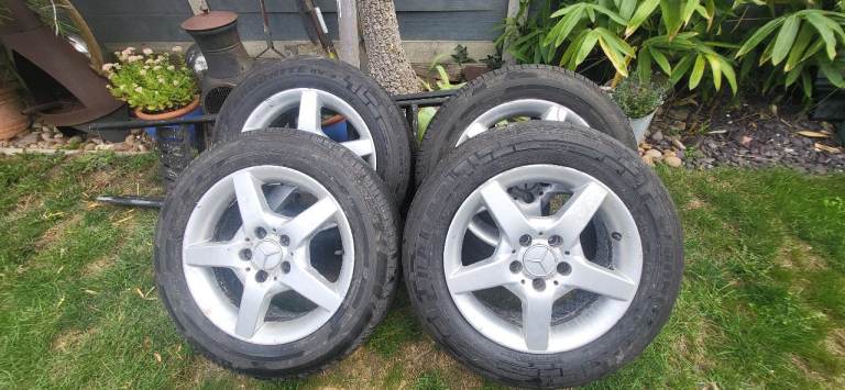 MERCEDES VAN ALLOYS WITH EXCELLENT C RATED TYRES  LOTS OF TREAD £299 WILL ALSO FIT VW CAMPERS