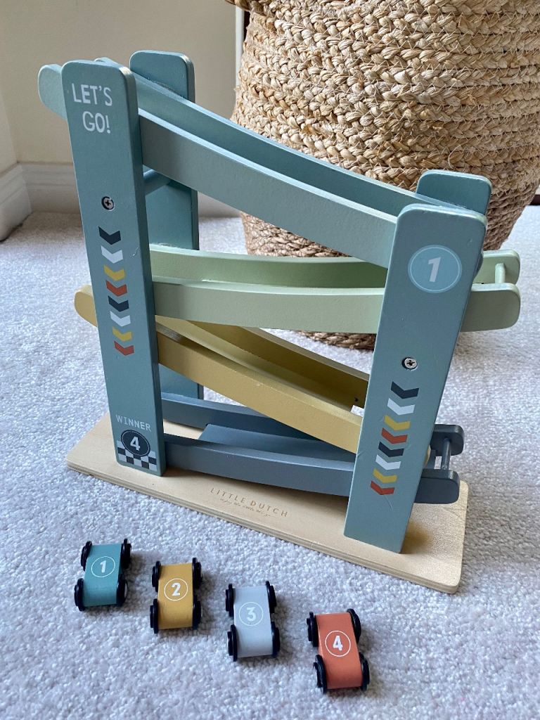 Little Dutch Wooden Ramp Racer with Cars - Blue! RRP £25.00. Christmas Toy Child Gift 