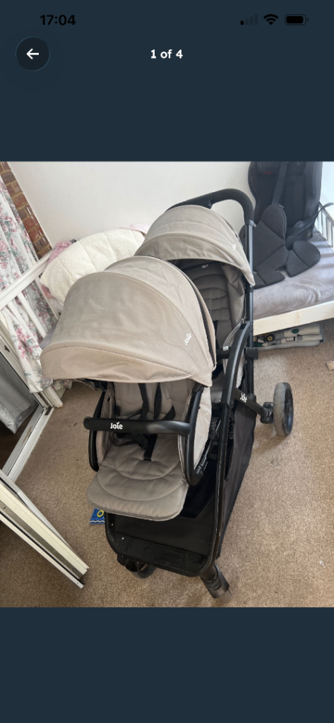 Brand New Joie Double Pushchair – Grey, Never Used