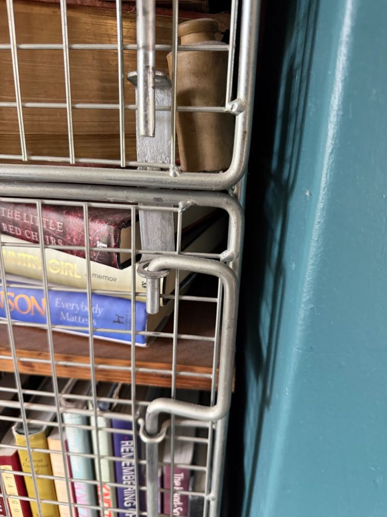 Two Industrial Wire Mesh Storage Unit / Bookcase with Wooden Shelves ...