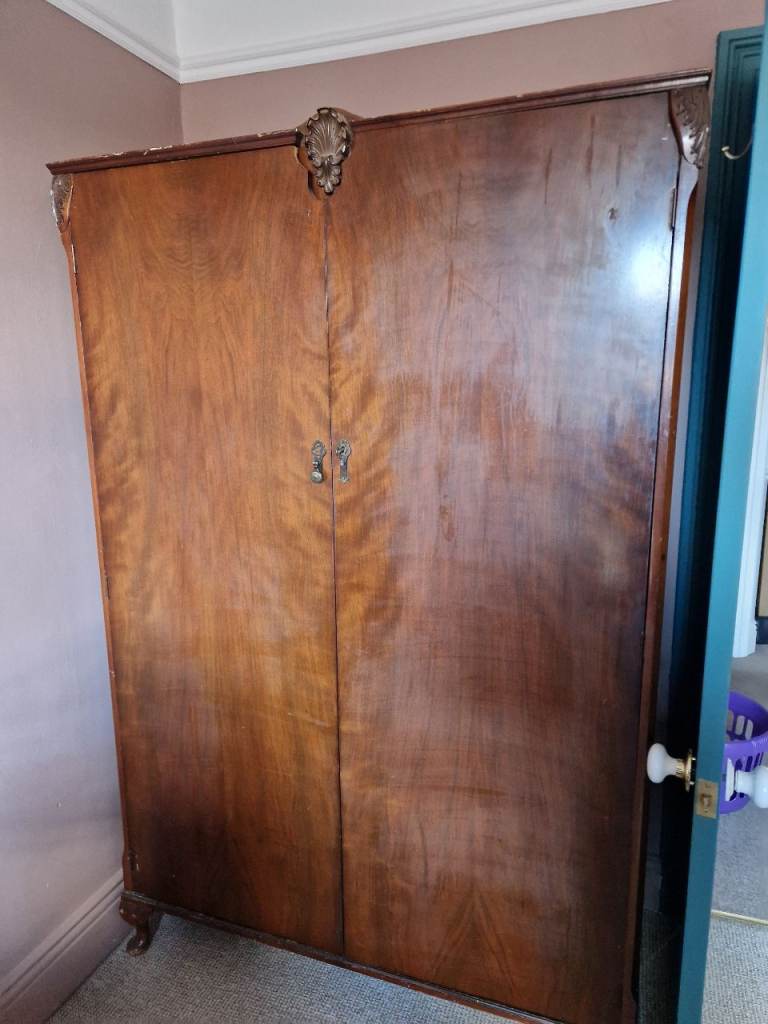 Antique double mahogany wardrobe 