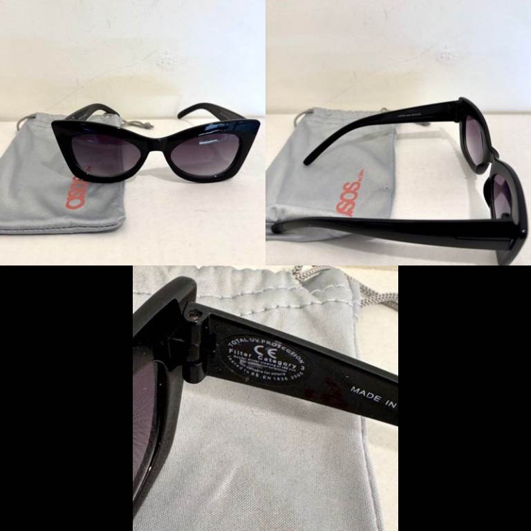 ASOS Solid Black Cat Eye Sunglasses - Black £15.