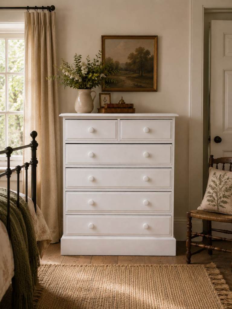 Vintage Rustic Solid Pine Chest Of Drawers 6 Drawers Commode Dresser Cabinet