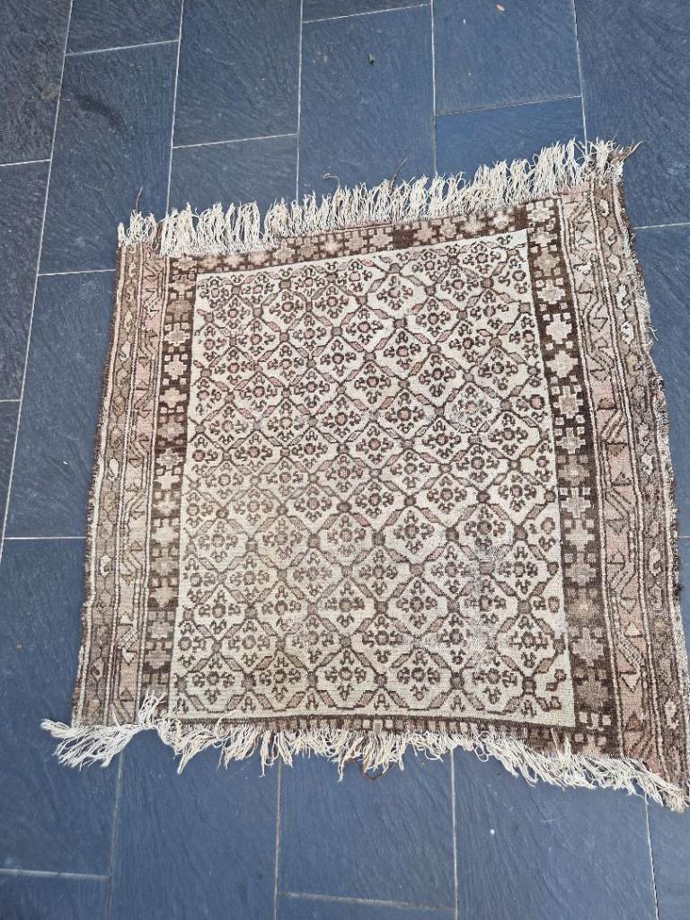 small vintage handmade wool persian rug 
