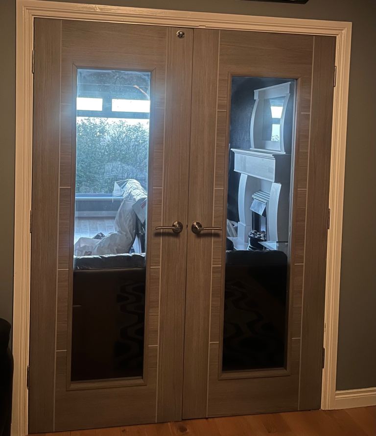 Grey glass panelled doors