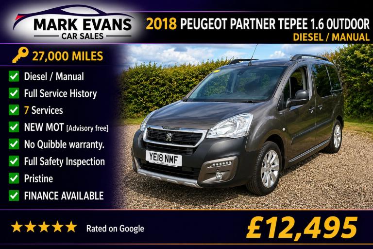 2018 Peugeot Partner Tepee 1.6 BlueHDi 100 Outdoor 5dr MPV Diesel Manual