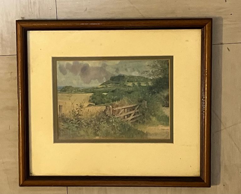 Vintage Art - Wood Frame Country Side view.
