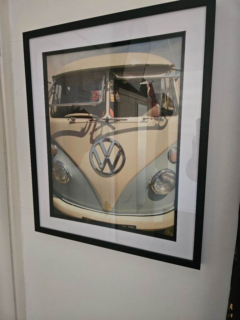 VW Camper Van Framed Print – Black Frame, VW Splitcreen, VW Splitty 