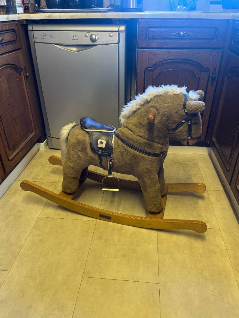 Traditional  mamas and papa’s Brown Rocking Horse with Saddle – Good Condition