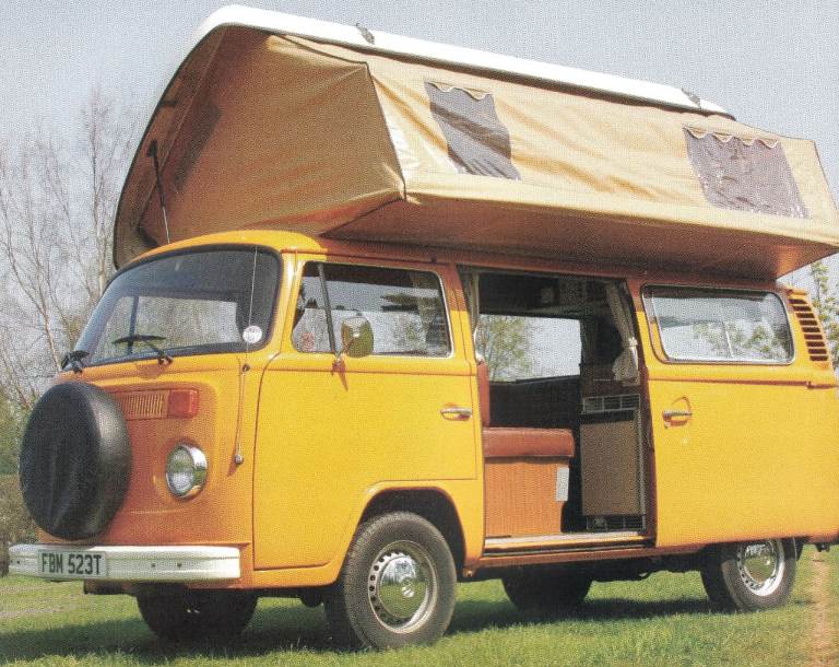 05 Framed  original featuring Very Early VW/Volkswagen Camper with Canvas Popup Reg FBM523T