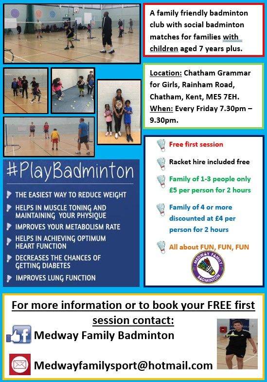 Family badminton club in Medway