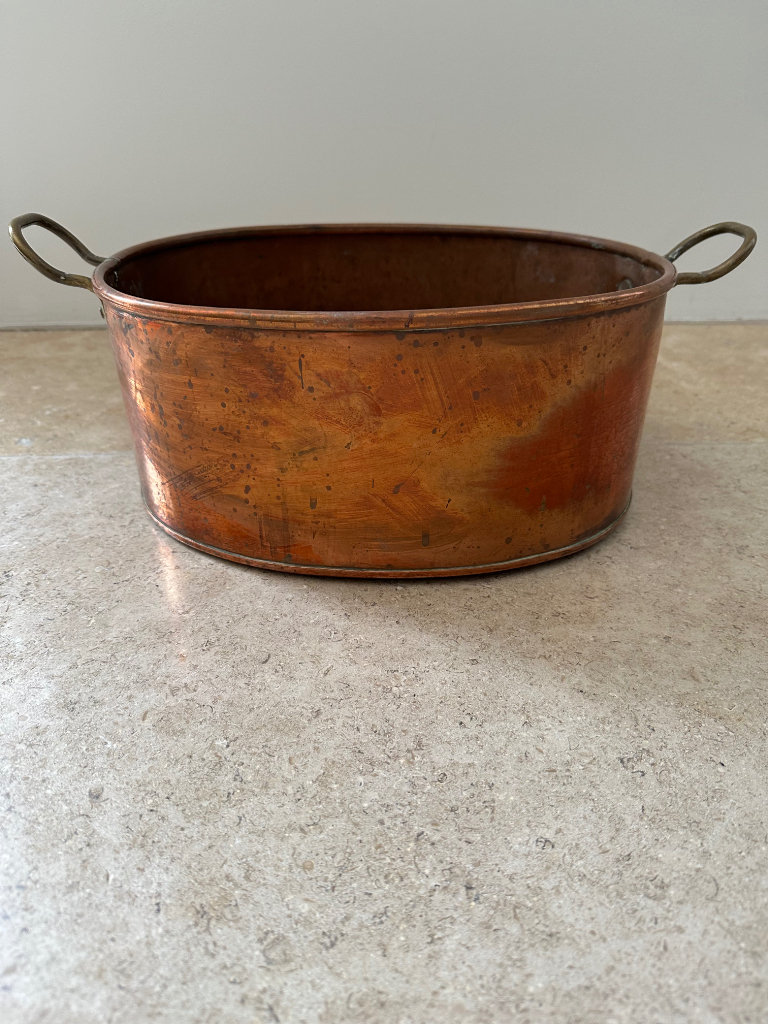 Vintage Copper & Brass Oval Planter 