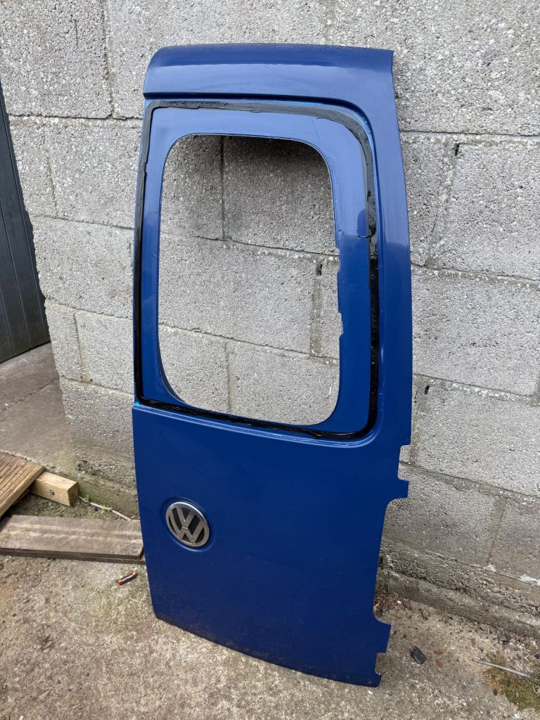 VW Caddy Van rear barn door right driver off side blue no glass Volkswagen 