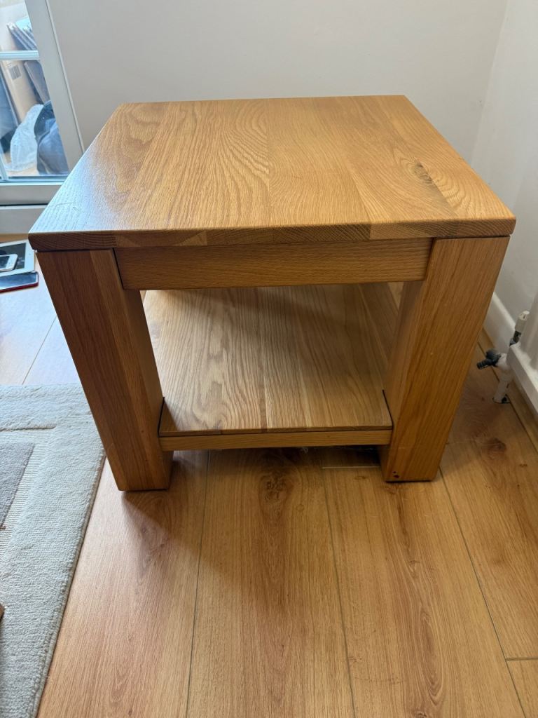 Solid Wood Coffee Table with Shelf – Good Condition