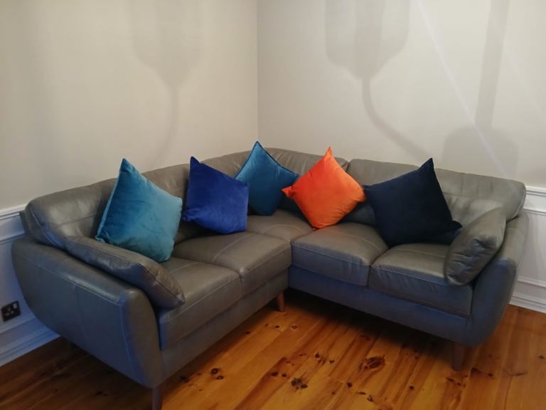 Grey leather corner sofa 