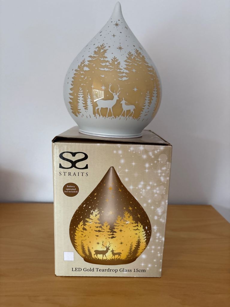 Straits LED Gold Teardrop Glass 15cm – New in Box