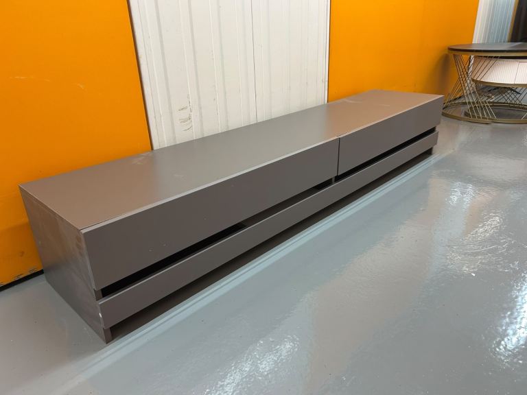 Long Grey TV Unit with Storage – Good Condition