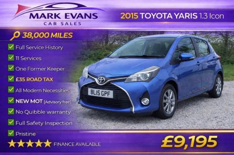 2015 Toyota Yaris 1.33 VVT-i Icon 5dr HATCHBACK Petrol Manual
