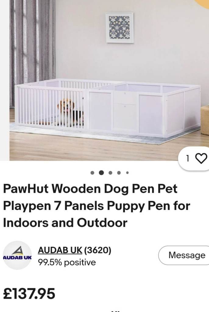 Wooden Dog Pen Pet Playpen 7 Panels Puppy Pen for Indoors
