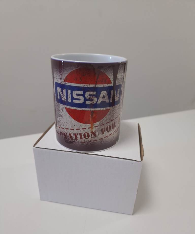 New Ceramic Nissan Distressed Oil Can Style Mug – 11oz Coffee Tea Cup | Classic Car Gift 