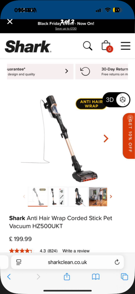 Pet Antiwrap hoover shark 