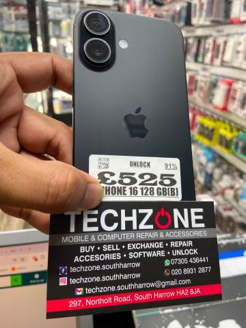 Apple iPhone 16 128GB Black – B Grade | 91% Battery Health