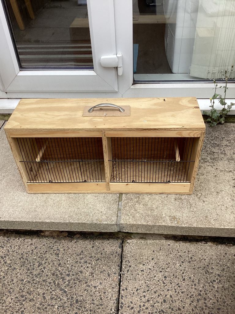 Wood double bird carrying cage 