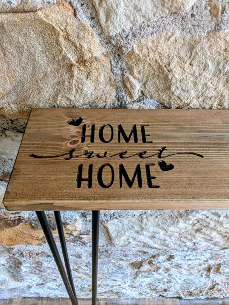 Personalised laser engraved bespoke console table - handmade to your specifications 